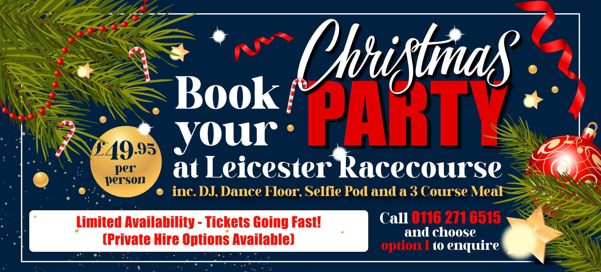 Book your Christmas Party at Leicester Racecourse